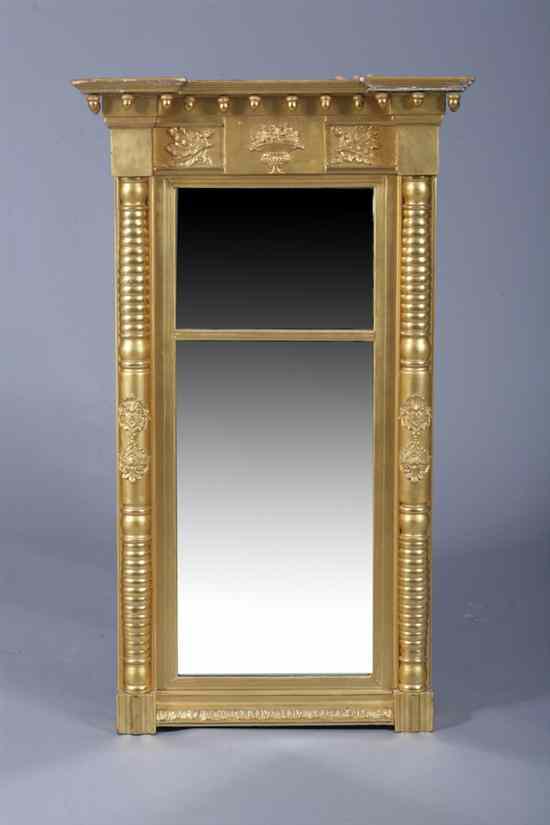 Appraisal: ENGLISH REGENCY GILT WOOD PIER-MIRROR th century Projected molded crest