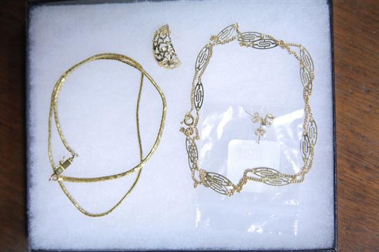 Appraisal: FOUR PIECES GOLD JEWELRY Chain marked '' '' ''l Chain