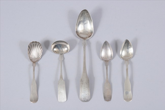 Appraisal: COIN SILVER SPOONS AND OTHER FLATWARE th century Including several