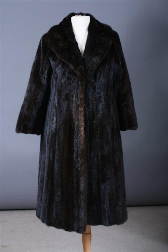 Appraisal: LADY'S CALF-LENGTH BLACK MINK FUR COAT