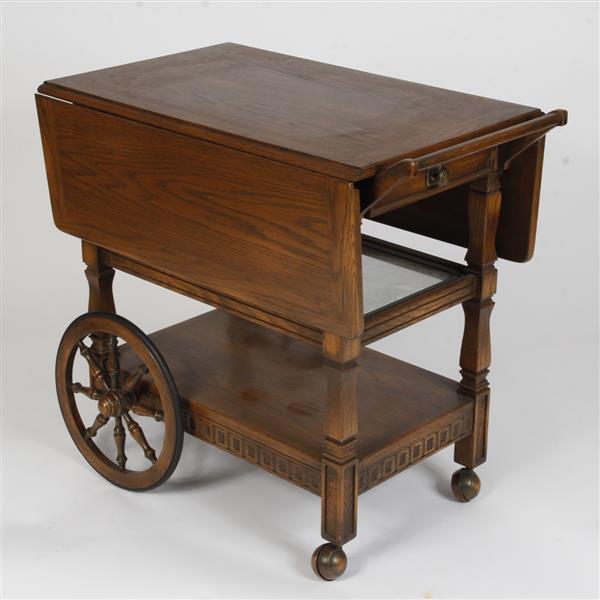 Appraisal: Romweber Viking Oak Drop Leaf Tea Cart H x W