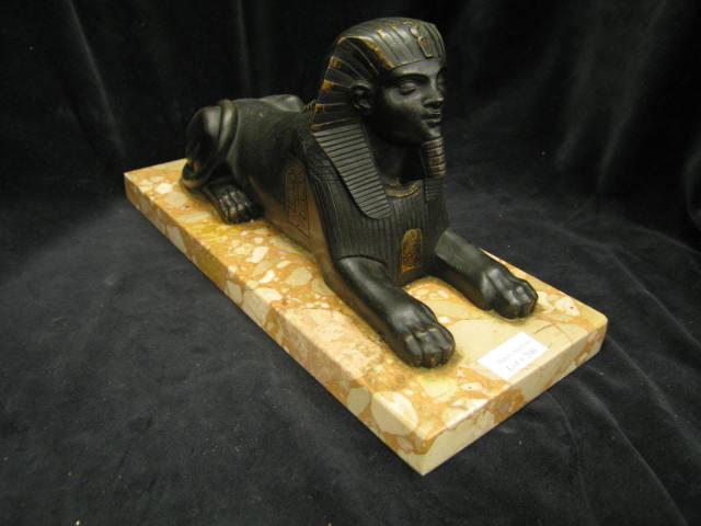 Appraisal: Bronze Egyptian Lion King Tut Statue marble base x overall