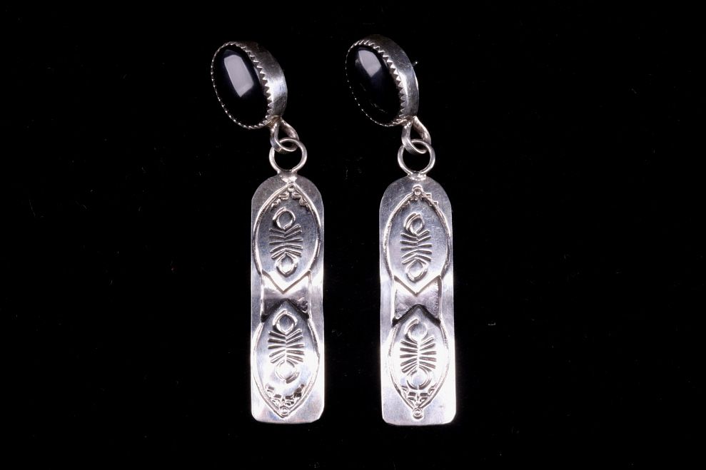 Appraisal: Navajo Henry Baca Sterling Silver Jet Earrings Featured in this