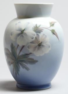 Appraisal: Royal Copenhagen Floral Porcelain Vase Of lobed form and everted