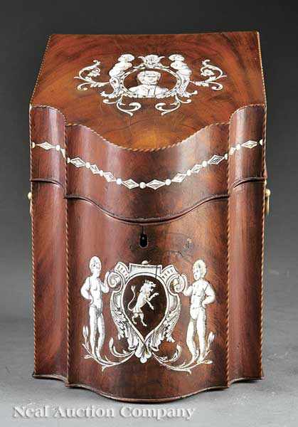 Appraisal: A Dutch Mahogany and Ivory Inlaid Knife Box early th