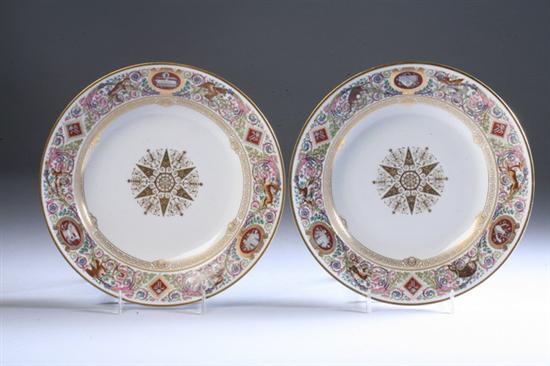 Appraisal: PAIR S VRES PORCELAIN LOUIS-PHILIPPE SOUP PLATES Ch teau de