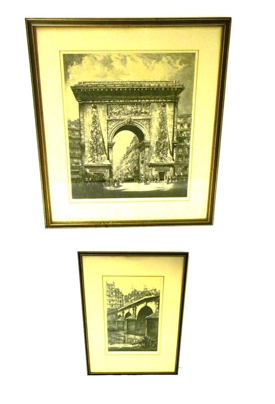 Appraisal: Two Louis Orr etchings pencil signed LR circa ''Porte St