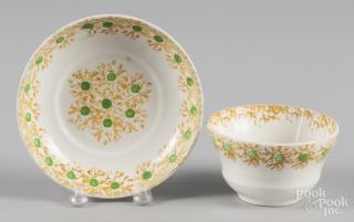 Appraisal: Yellow and green sponge spatter cup and saucer