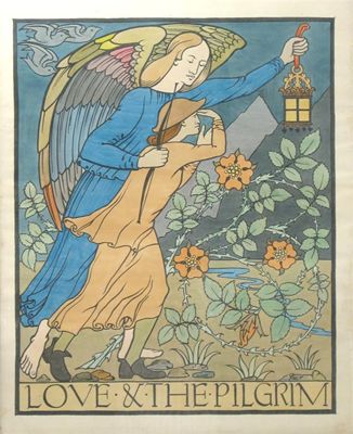 Appraisal: Love The Pilgrim' a hand-coloured lithograph designed by C F