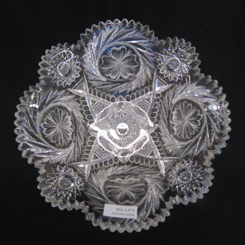 Appraisal: Cut Glass Bowl gorgeous floral medallions in wreath style trim