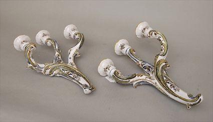 Appraisal: Pair of Faience Sconces