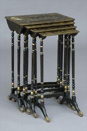 Appraisal: SET OF FOUR CHINESE EXPORT BLACK LACQUER NESTING TABLES to