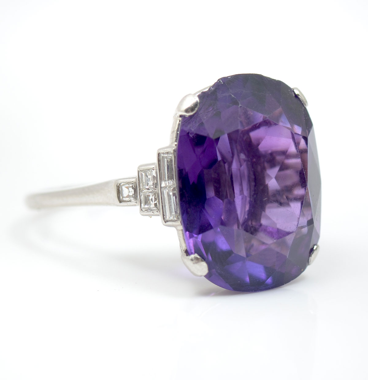 Appraisal: CT OVAL AMETHYST RING BY MARCUS CO Ca platinum setting