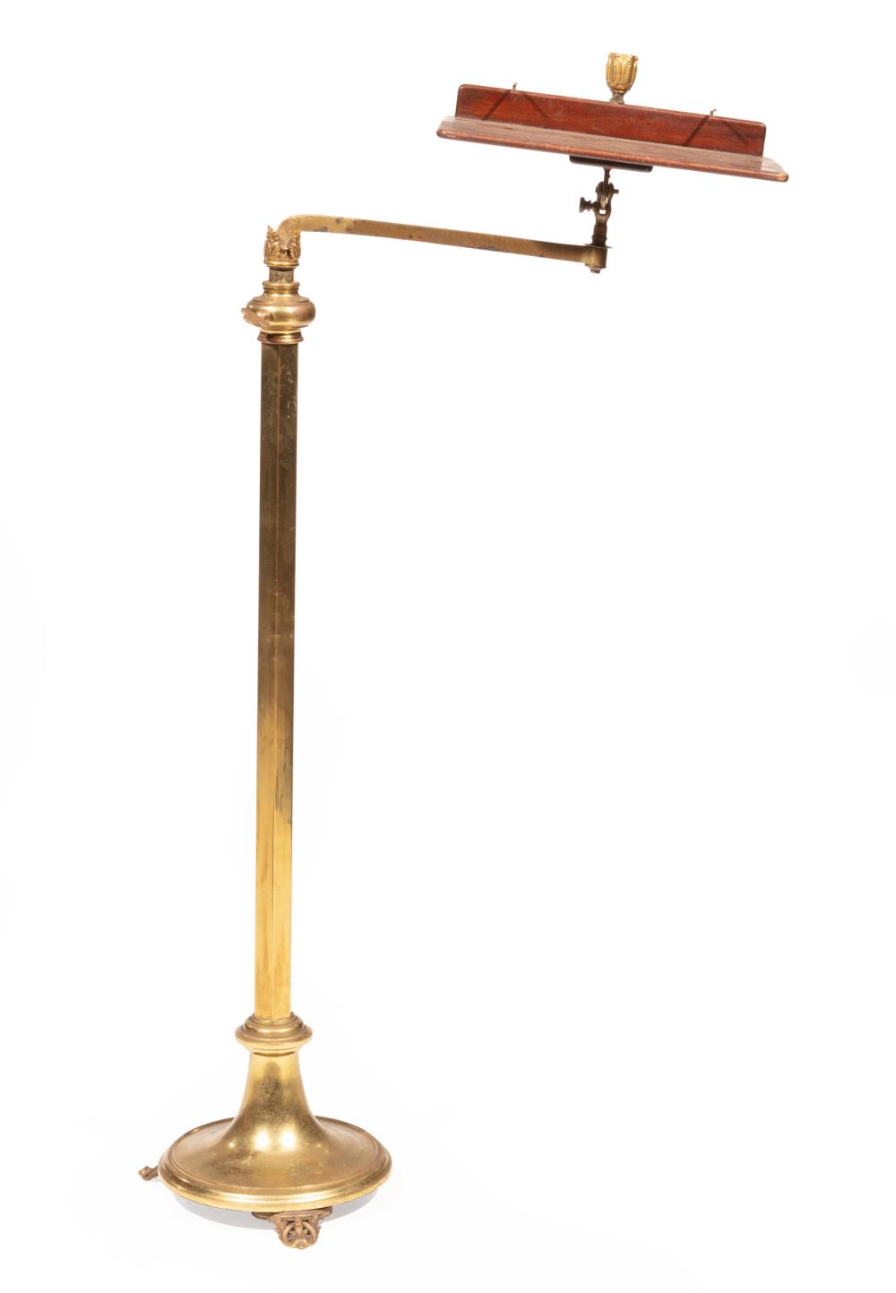 Appraisal: Charles Parker Brass and Mahogany Lectern th c adjustable stand