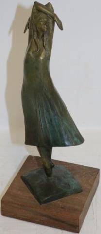 Appraisal: ANDREW DEVRIES B MA BRONZE SCULPTUREDEPICTING A DANCING YOUNG WOMAN