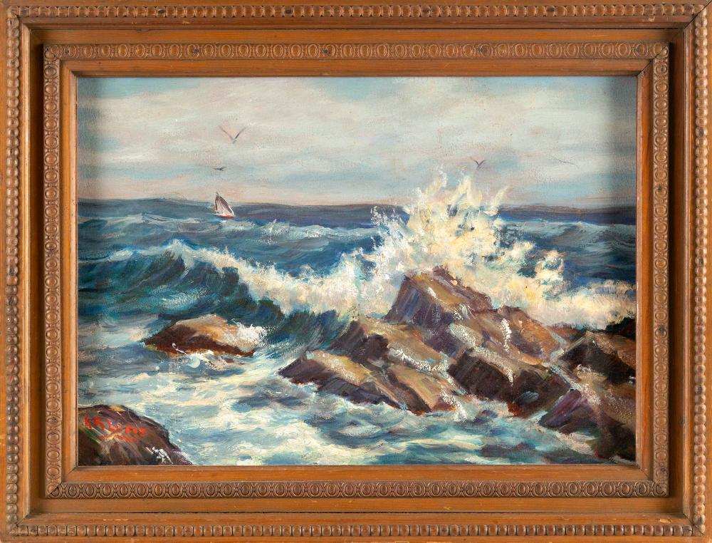 Appraisal: PAINTING OF CRASHING SURF EARLY TO MID- TH CENTURY OIL