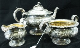 Appraisal: A Scottish silver three piece tea set by George Fenwick