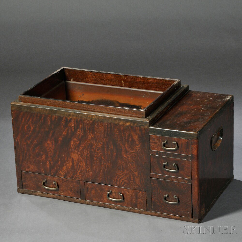 Appraisal: Wood Hibachi Japan th century the box of burlwood over