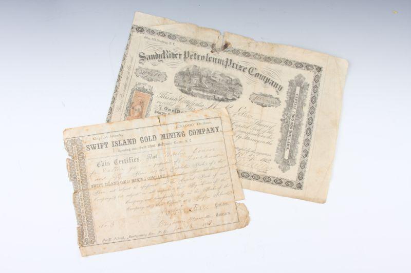 Appraisal: Confederate NC Gold Mine Stock Certificate partially printed document one