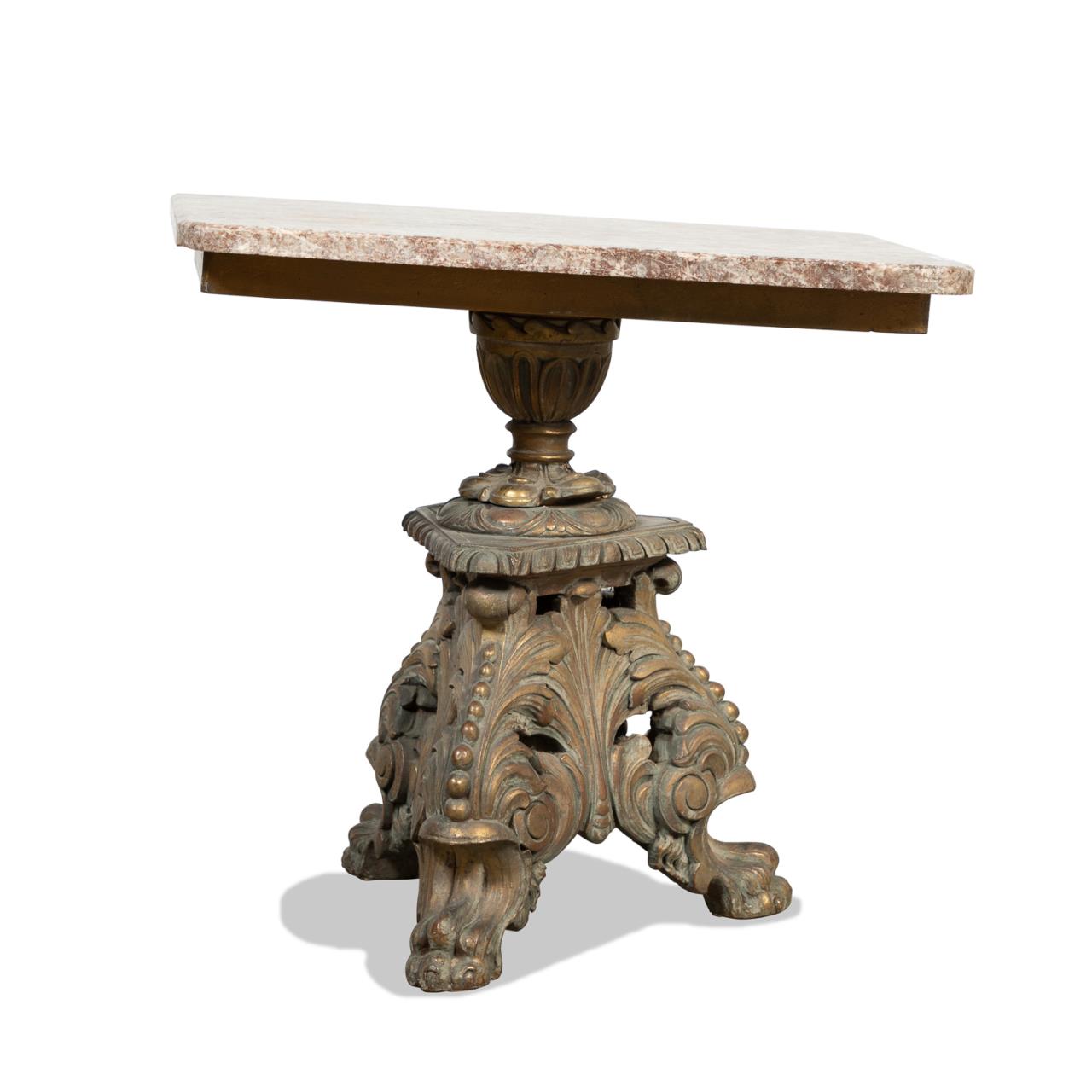 Appraisal: BAROQUE-STYLE BRONZE TABLE WITH MARBLE TOP Continental cast bronze cocktail