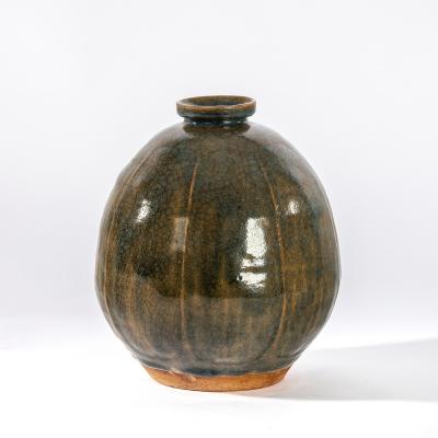 Appraisal: Katharine Pleydell-Bouverie British - a ribbed stoneware vase in khaki