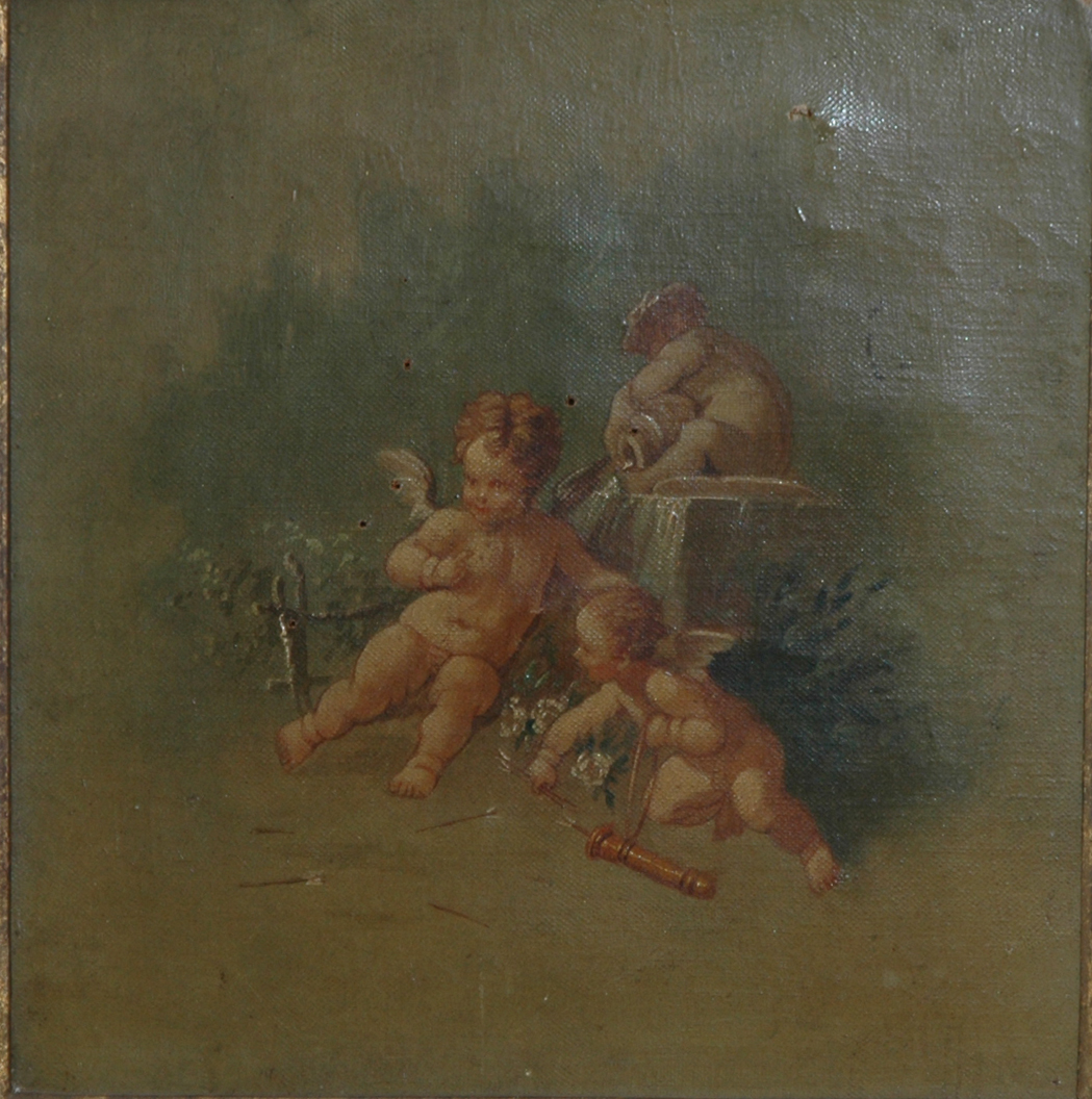 Appraisal: French School th Century Amorini with Arrows Oil on canvas