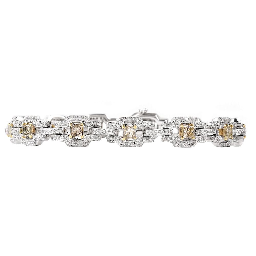 Appraisal: Fancy Yellow Diamond and K Gold Bracelet Approx Carat Princess