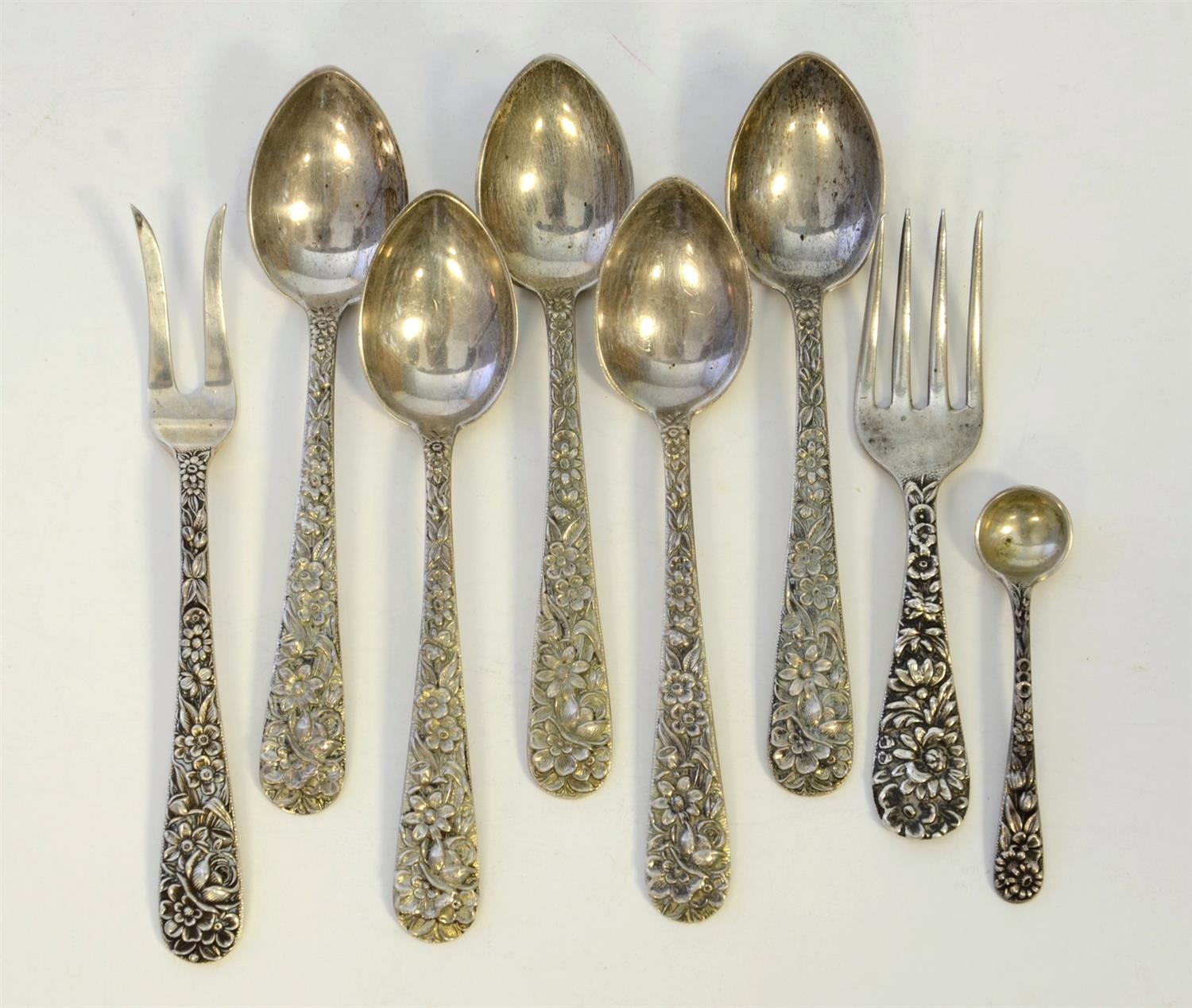 Appraisal: pieces of S Kirk Son Sterling Repousse flatware to include