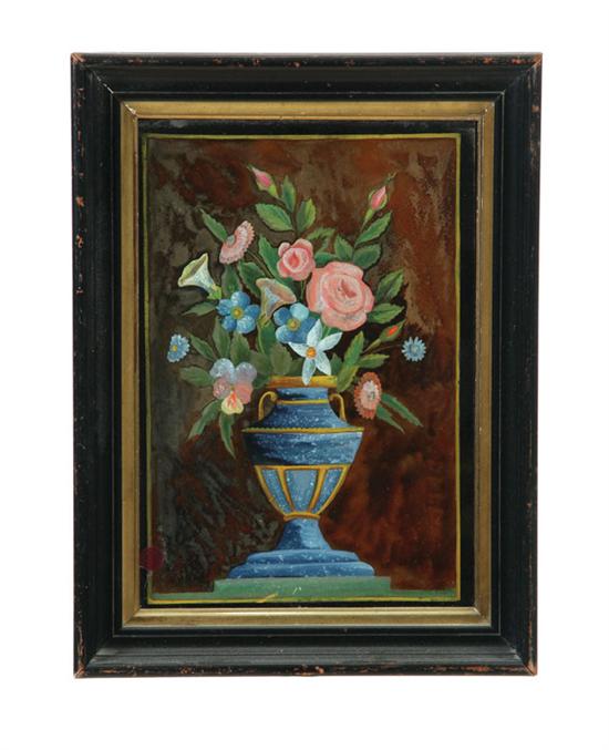 Appraisal: REVERSE GLASS PAINTING American nd half- th century Still life