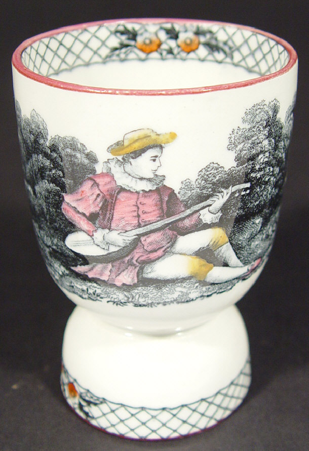 Appraisal: Victorian pottery egg cup hand coloured and transfer printed with