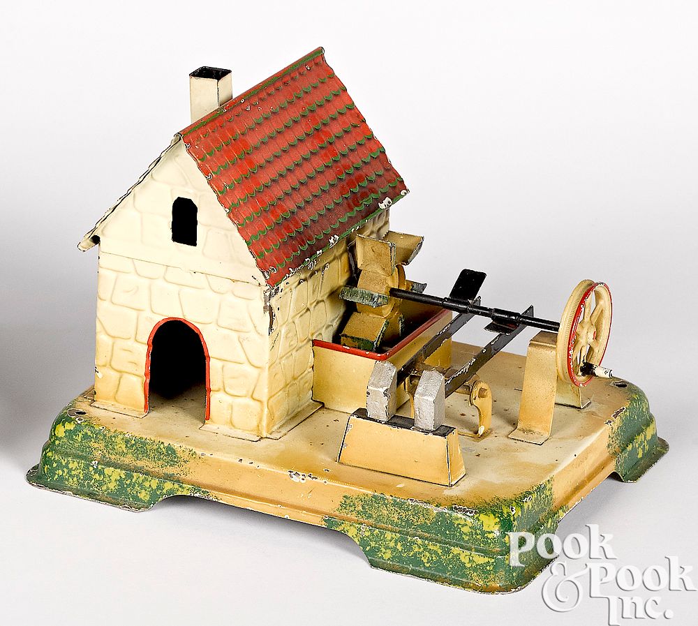 Appraisal: Bing water mill steam toy accessory Bing painted and embossed