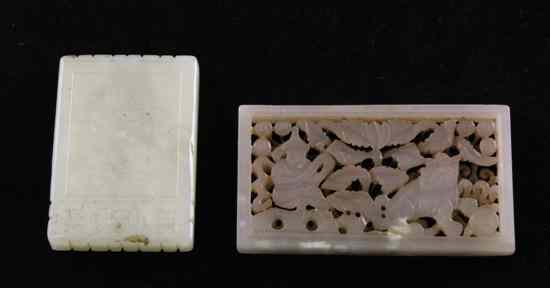 Appraisal: Two Chinese jade plaques the first of grey-white stone reticulated