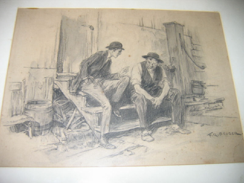 Appraisal: FREDERIC RODRIGO GRUGER AMERICAN - Two seated men pencil drawing