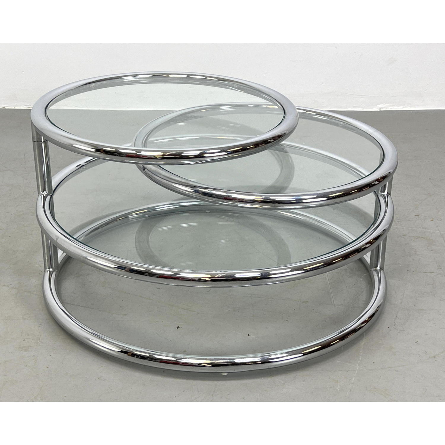 Appraisal: Mid Century Chrome Coffee Cocktail Table Three Round levels with