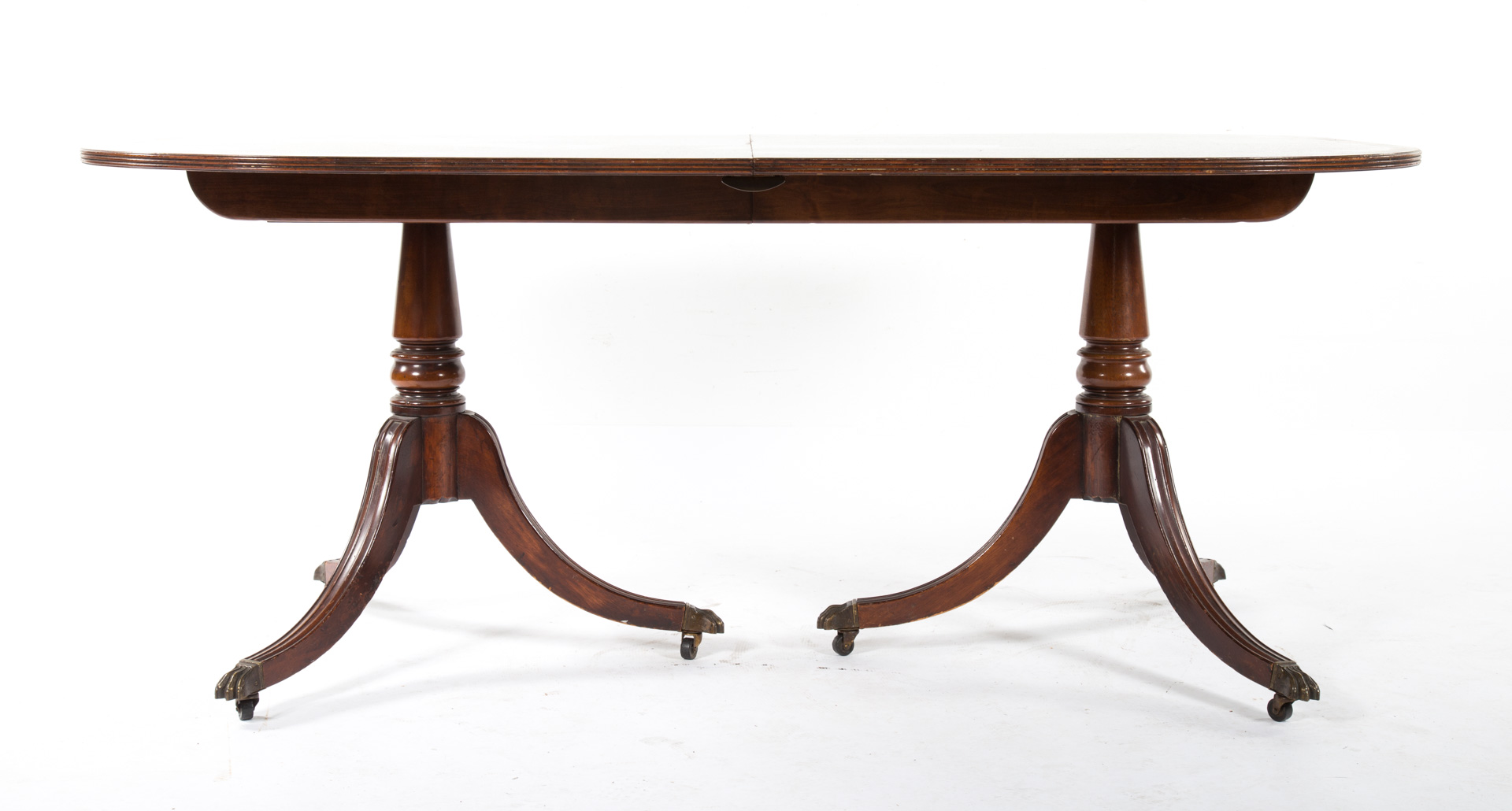 Appraisal: George III inlaid mahogany dining table two in D-shaped ends