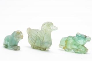 Appraisal: Chinese Green Rock Crystal Animal Amulet Carvings Chinese carved green