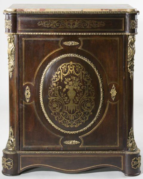 Appraisal: Belle Epoque Inlaid Low Cabinet wonderful neutral coloring mosaic marble