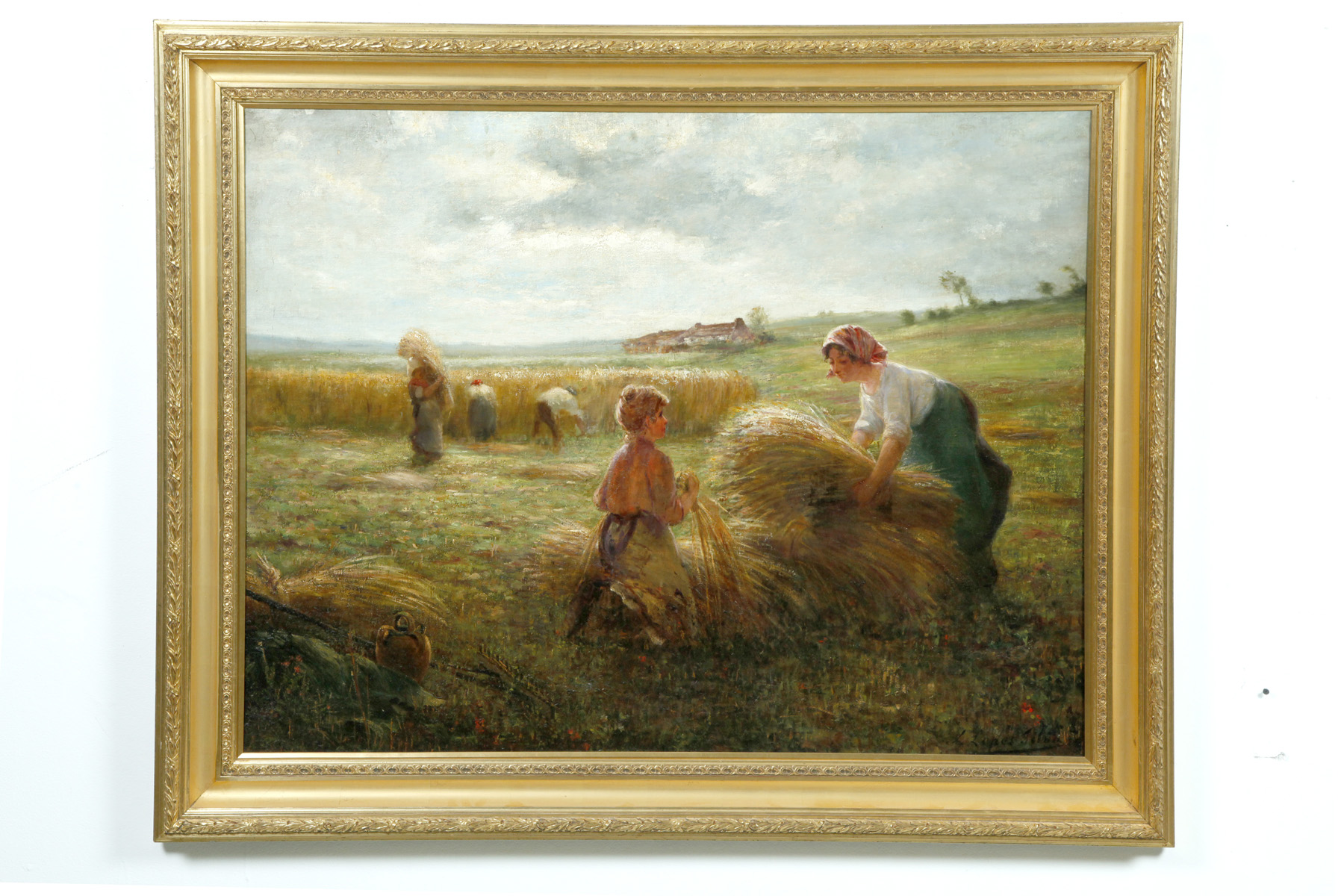 Appraisal: HAYING SCENE BY LUCIEN LOPEZ SILVA EUROPEAN B Oil on