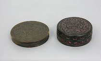 Appraisal: Carved Cinnabar Tortoise Shell Snuff Boxes ca late th early