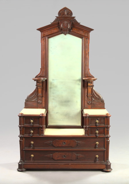 Appraisal: American Renaissance Revival Walnut and Marble-Top Dressing Bureau third quarter