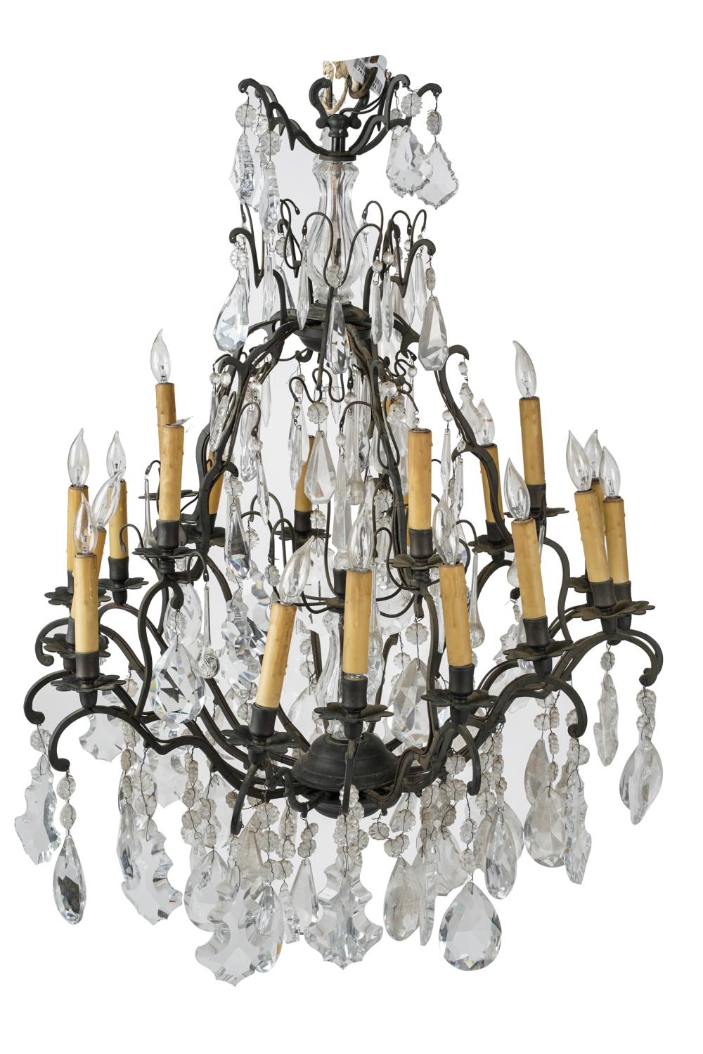 Appraisal: IRON CRYSTAL CHANDELIER lights inches diameter inches high not including