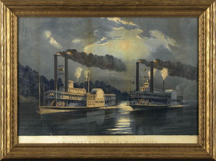 Appraisal: Currier Ives th Century A Midnight Race on the Mississippi