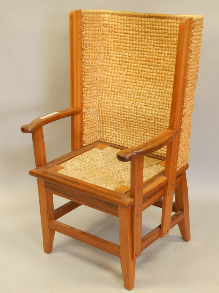 Appraisal: A thC hardwood Orkney chair with a typical woven back