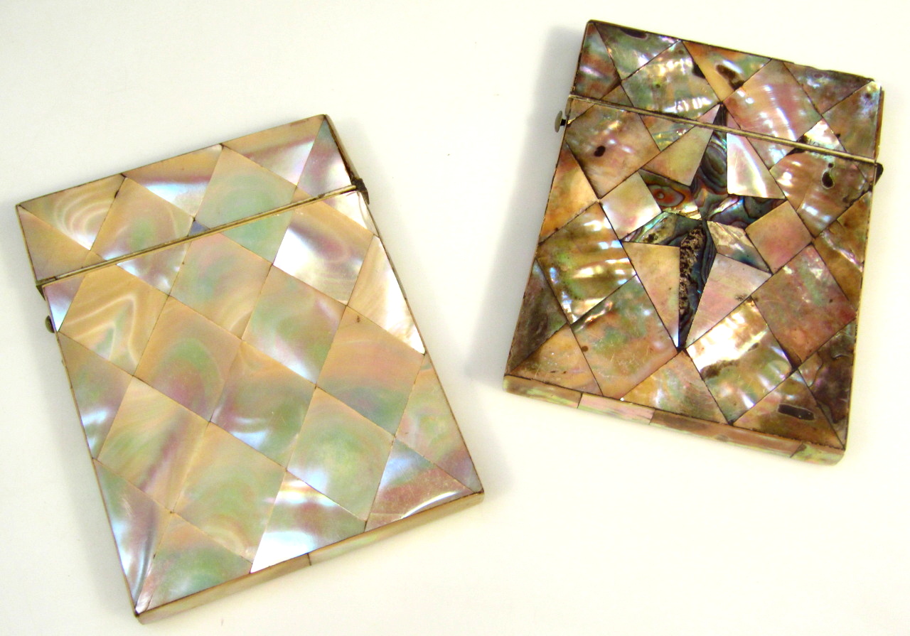 Appraisal: A thC mother of pearl card case with a diamond