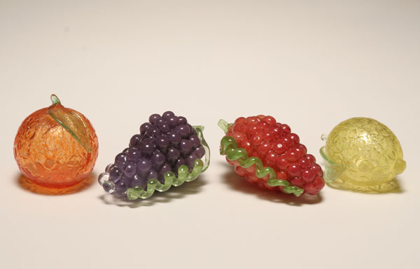 Appraisal: Four pieces of Murano art glass fruit including two bunches