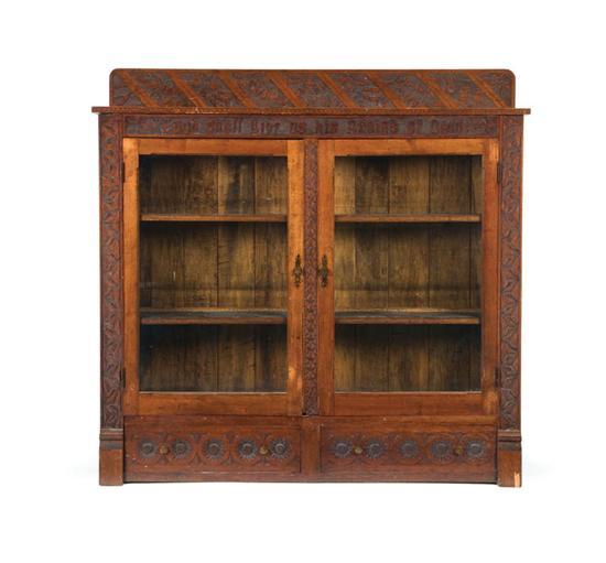 Appraisal: ART CARVED BOOKCASE Cincinnati Ohio late th century cherry and