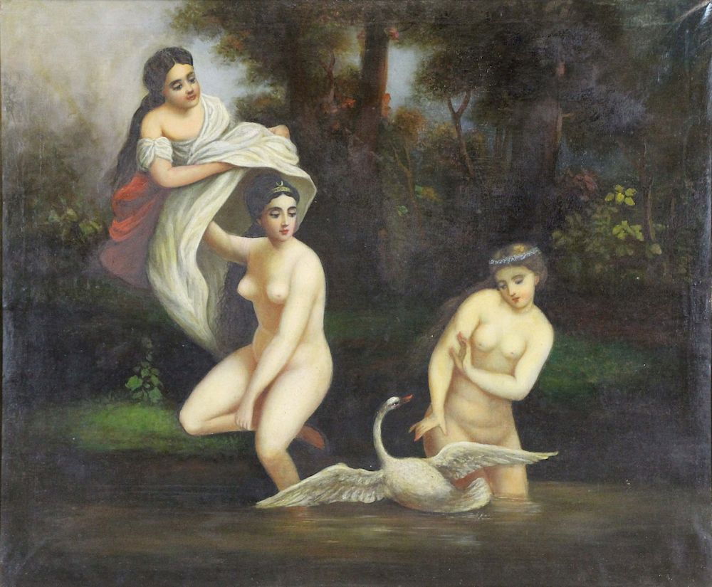 Appraisal: th CENTURY Oil on Canvas Leda and the Swan From