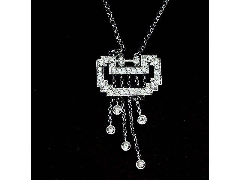 Appraisal: DIAMOND PENDANT k white gold art deco style pendant with