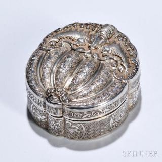 Appraisal: Silver Repousse Trinket Box China th th century in the