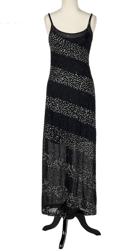 Appraisal: Escada Couture Black Beaded Evening Gown Size S Escada Couture